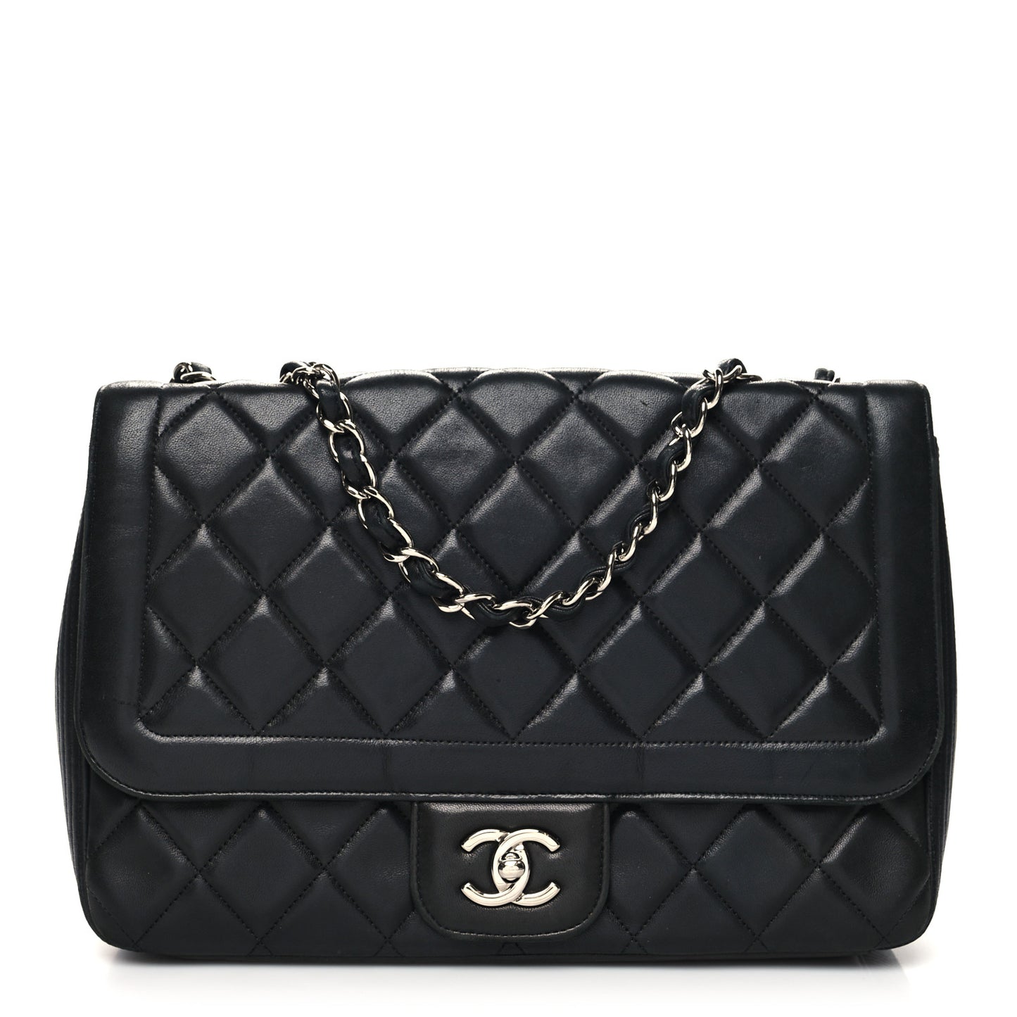 Lambskin Quilted Large Coco Rider Flap Black
