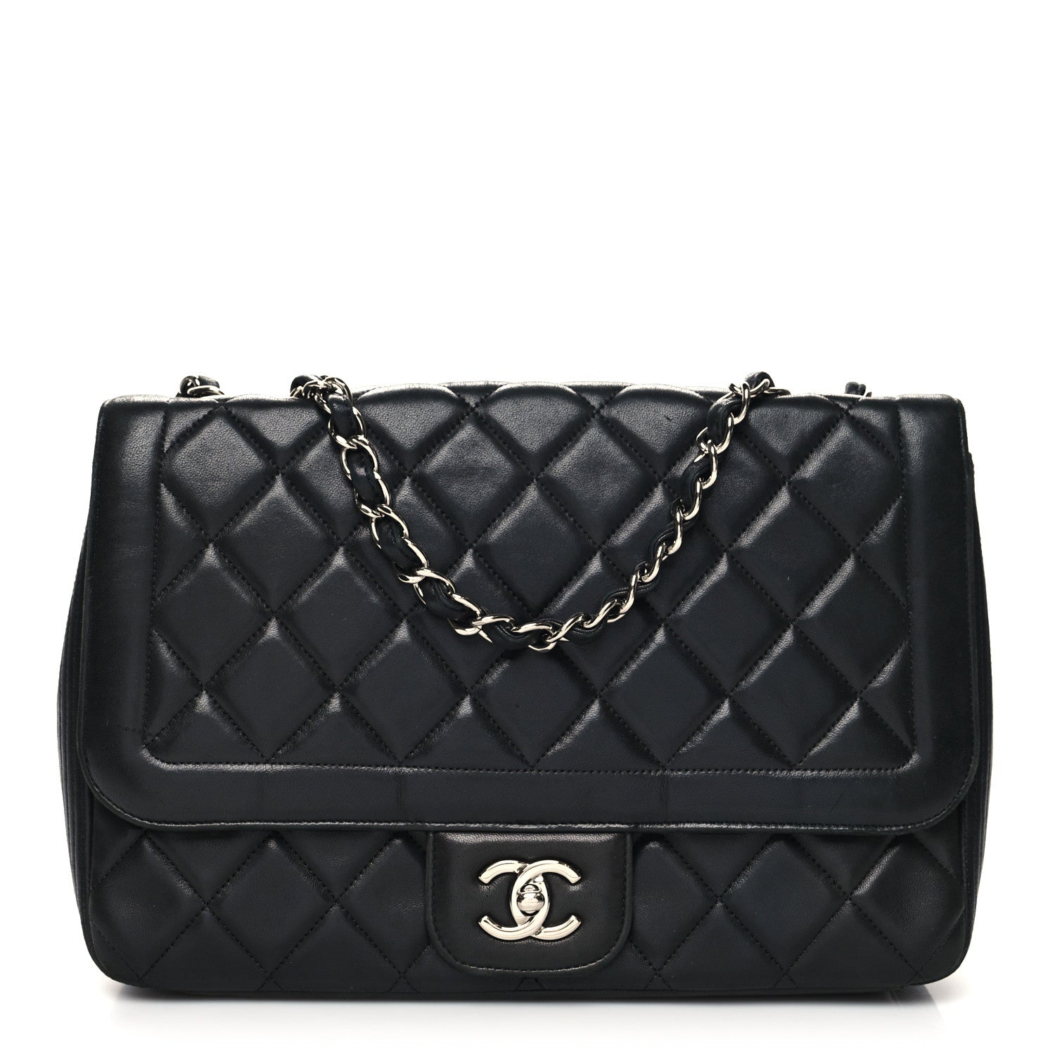 Chanel Lambskin Quilted Large Coco Rider Flap Black 1 of 15