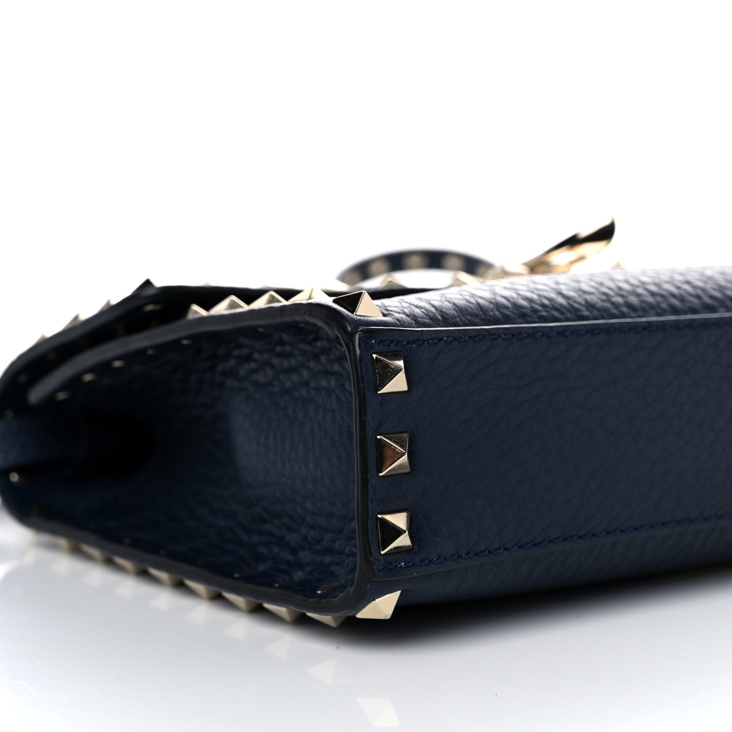 Valentino Garavani Pebbled Calfskin Medium Rockstud Flip Lock Crossbody Bag Navy 7 of 16