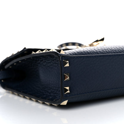 Valentino Garavani Pebbled Calfskin Medium Rockstud Flip Lock Crossbody Bag Navy 7 of 16