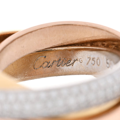 Cartier 18K White Yellow Pink Gold Diamond 1.30ct Classic Trinity Paved Ring 55 7.25 6 of 6