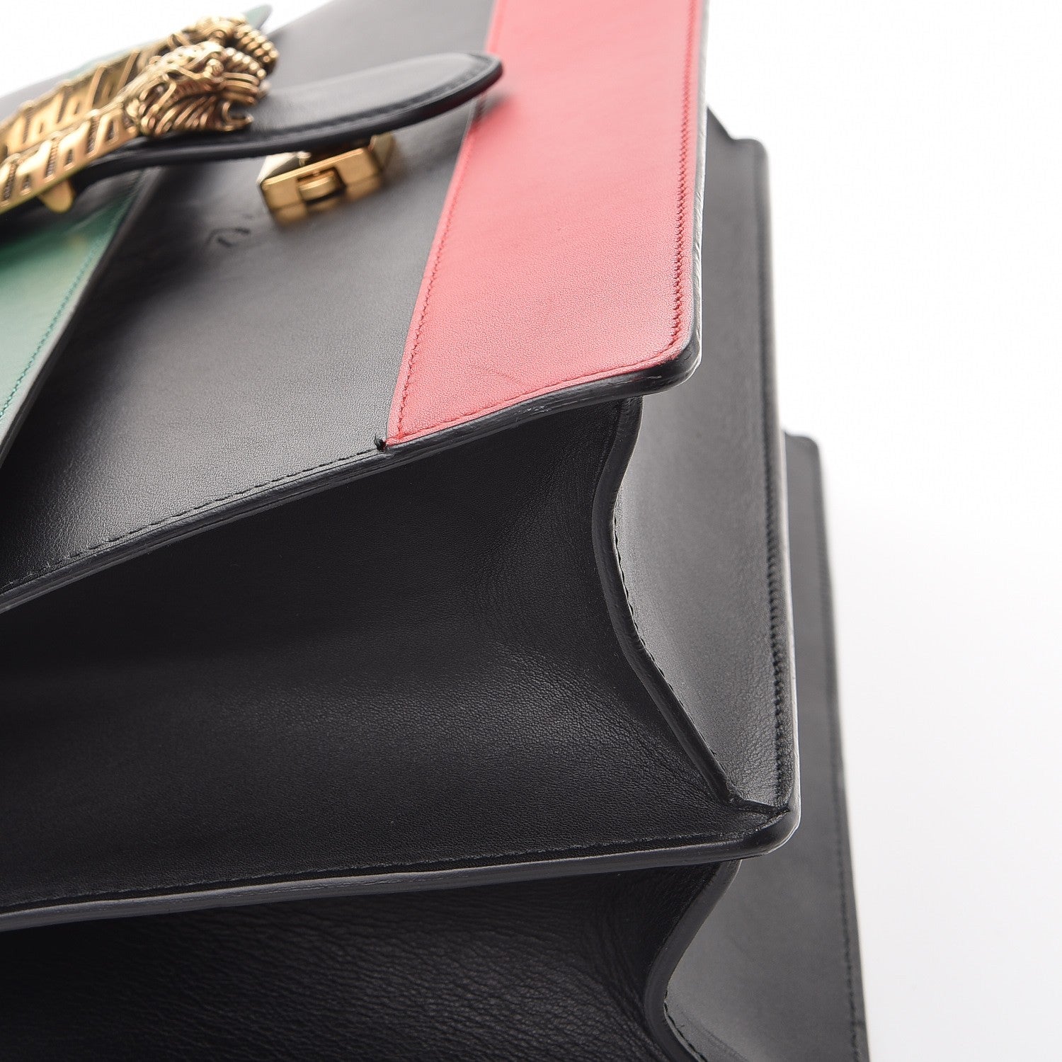Gucci Calfskin Bamboo Web Large Dionysus Top Handle Bag Black Bright Evergreen Hibiscus Red 12 of 12