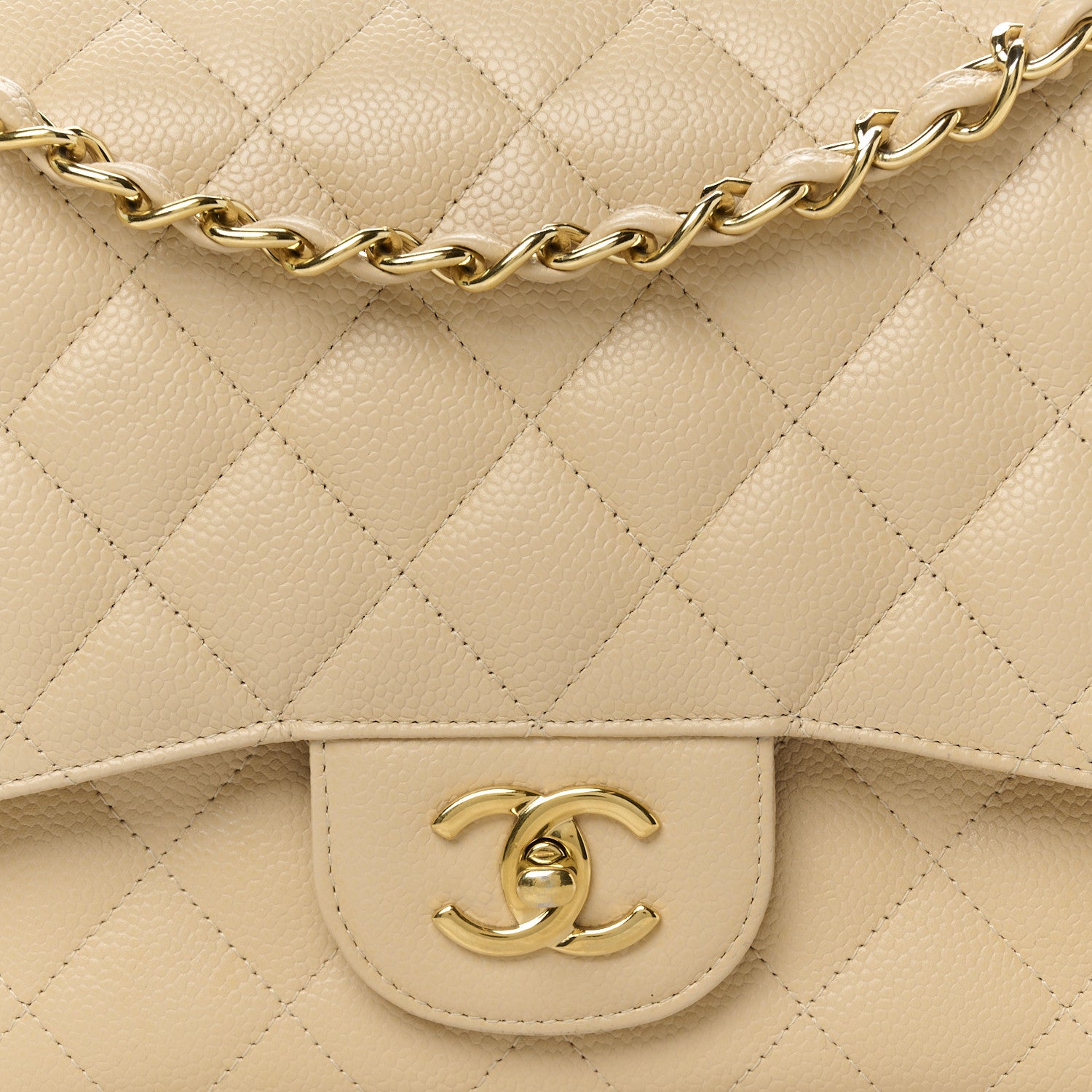 Chanel Caviar Quilted Jumbo Double Flap Beige 9 of 12