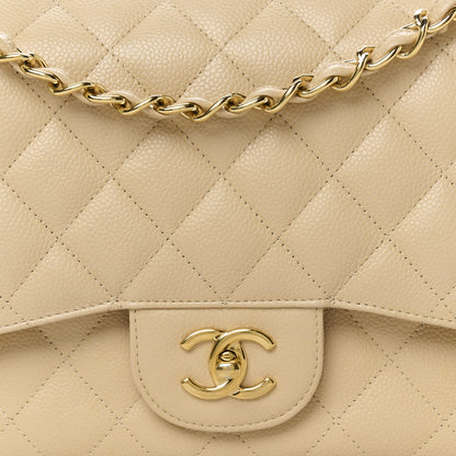 Chanel Caviar Quilted Jumbo Double Flap Beige 9 of 12