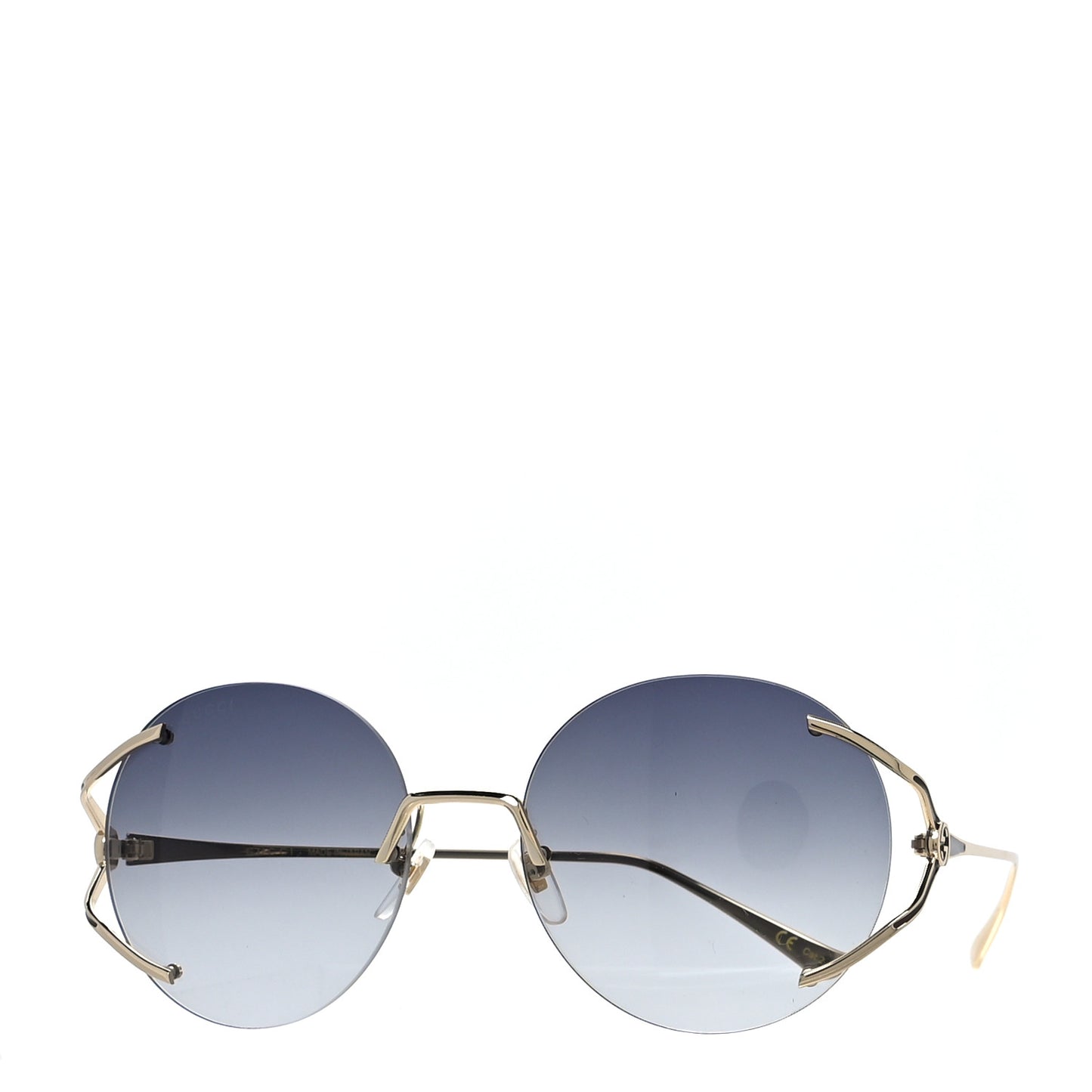 Metal Oversized Round Frame Sunglasses GG0645S Gold Grey