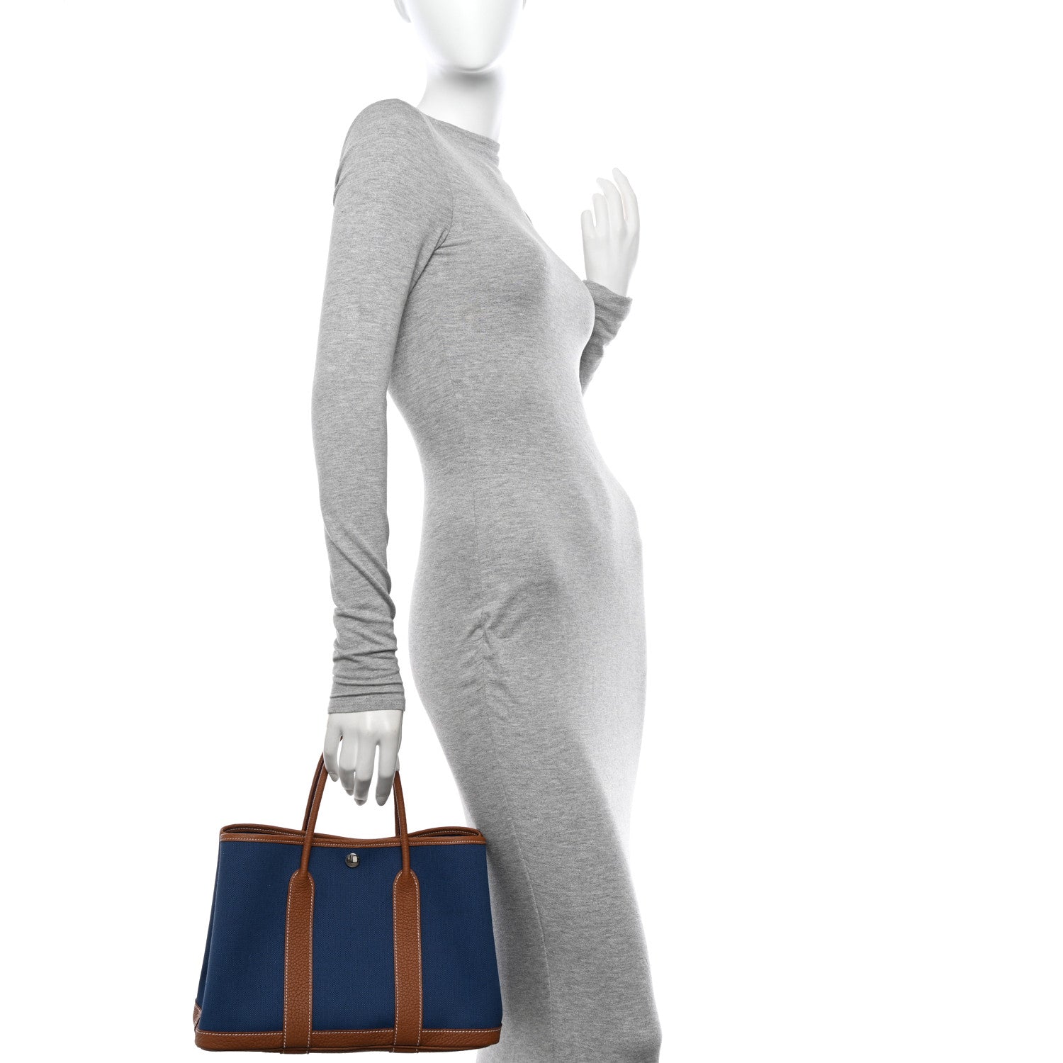 Hermes Toile Militaire Vache Country Garden Party Tote 30 Bleu France Gold 2 of 10