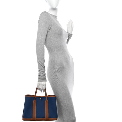 Hermes Toile Militaire Vache Country Garden Party Tote 30 Bleu France Gold 2 of 10
