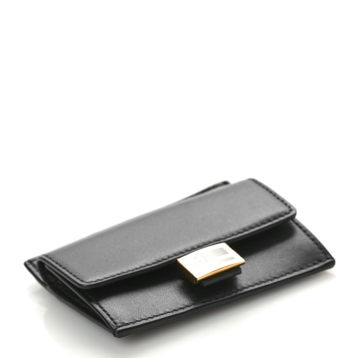 Nappa Matisse FF Diagonal Embossed Fold Over Card Holder Wallet Black