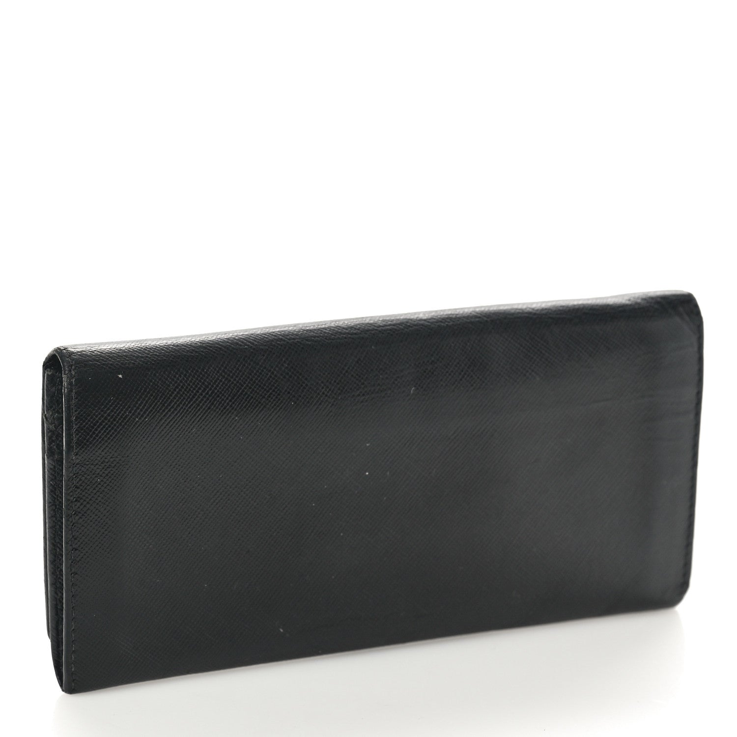 Prada Saffiano Triangle Continental Flap Wallet Black 3 of 9