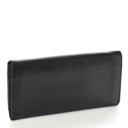 Prada Saffiano Triangle Continental Flap Wallet Black 3 of 9