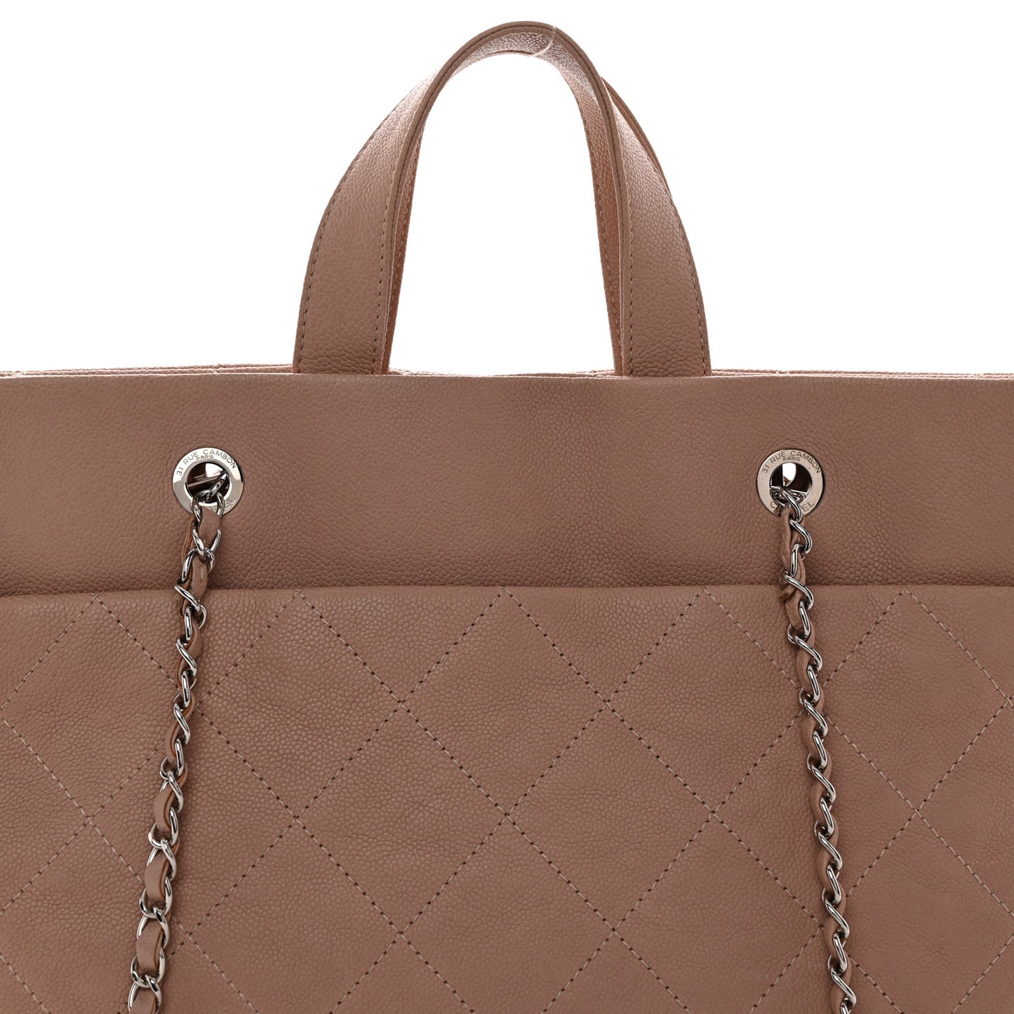 Caviar Quilted Shopping Tote Pink