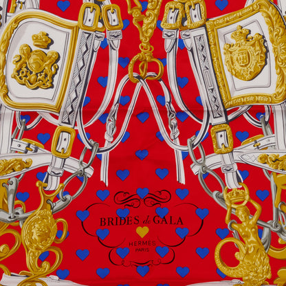 Hermes Silk Brides De Gala Love Scarf 90 Rouge Vif Marine White 2 of 4