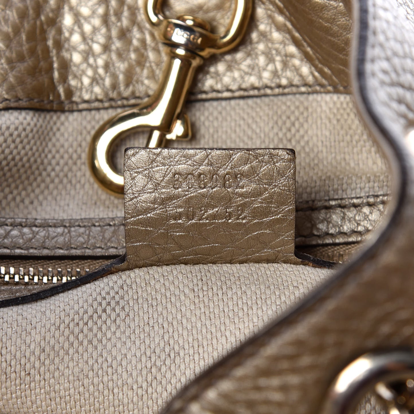 Metallic Pebbled Calfskin Medium Soho Chain Shoulder Bag Golden Beige