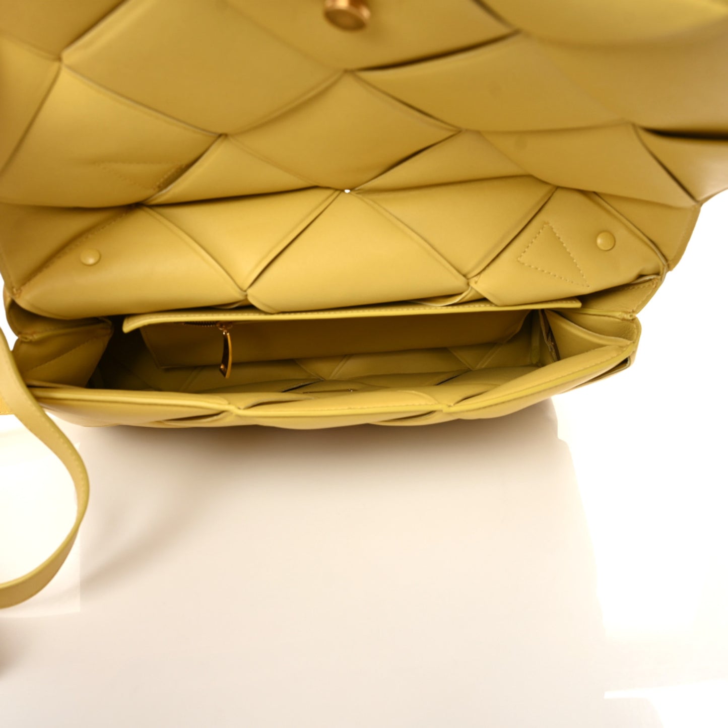 Nappa Intreccio Padded Top Handle Shoulder Bag Corn
