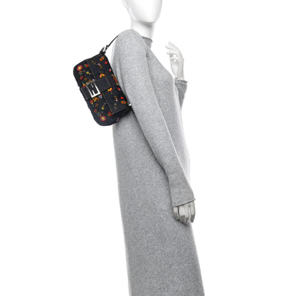 Fendi Denim Ricami Beaded Baguette Blue 2 of 10