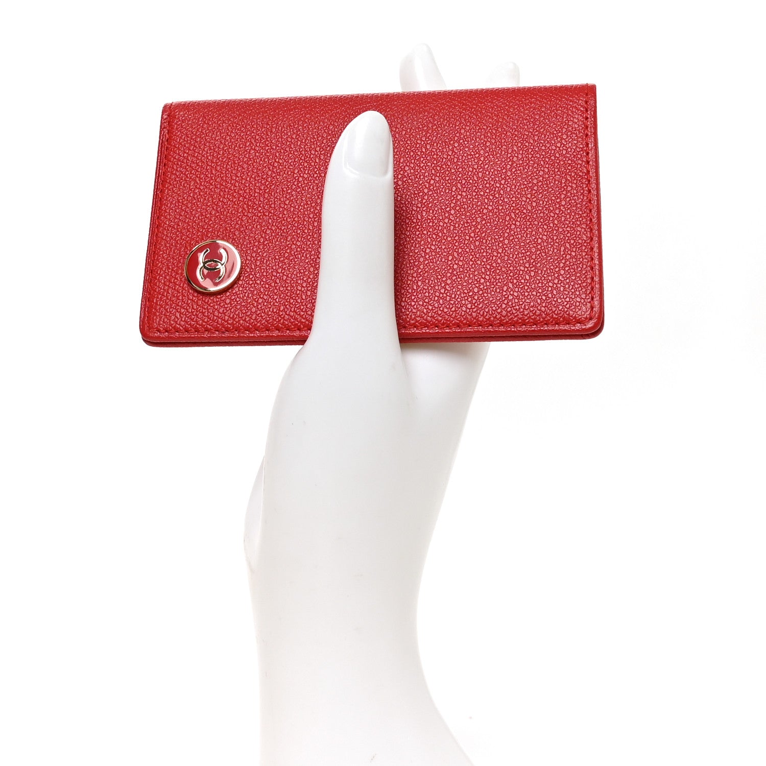 Chanel Grained Calfskin Small CC Button Pocket Agenda Cover Red 2 of 8