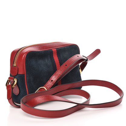 Gucci Suede Calfskin Web Mini Ophidia Shoulder Bag New Blue Romantic Cherry 3 of 10