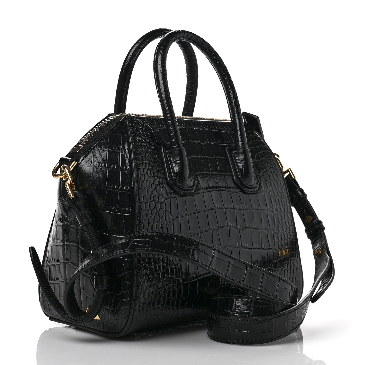 Givenchy Calfskin Crocodile Embossed Mini Antigona Black 3 of 8