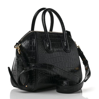 Givenchy Calfskin Crocodile Embossed Mini Antigona Black 3 of 8