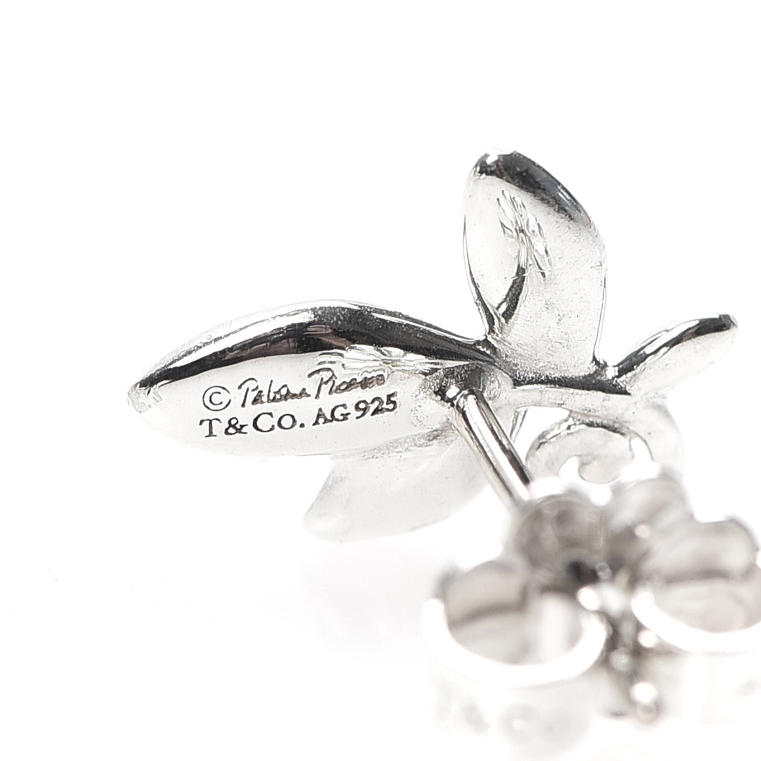 Tiffany Sterling Silver Paloma Picasso Olive Leaf Earrings 4 of 4