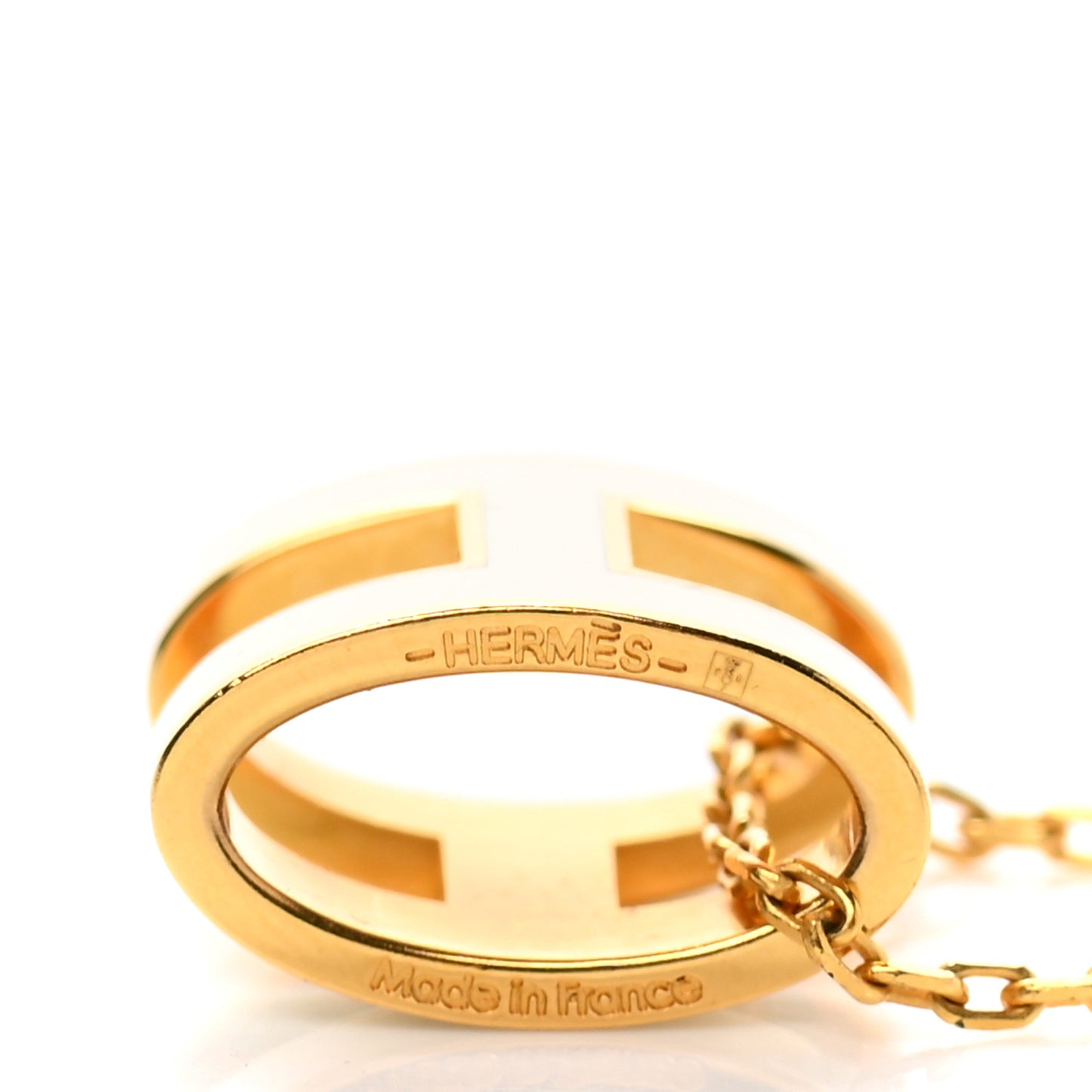 Lacquered Gold Mini Pop H Pendant Necklace White