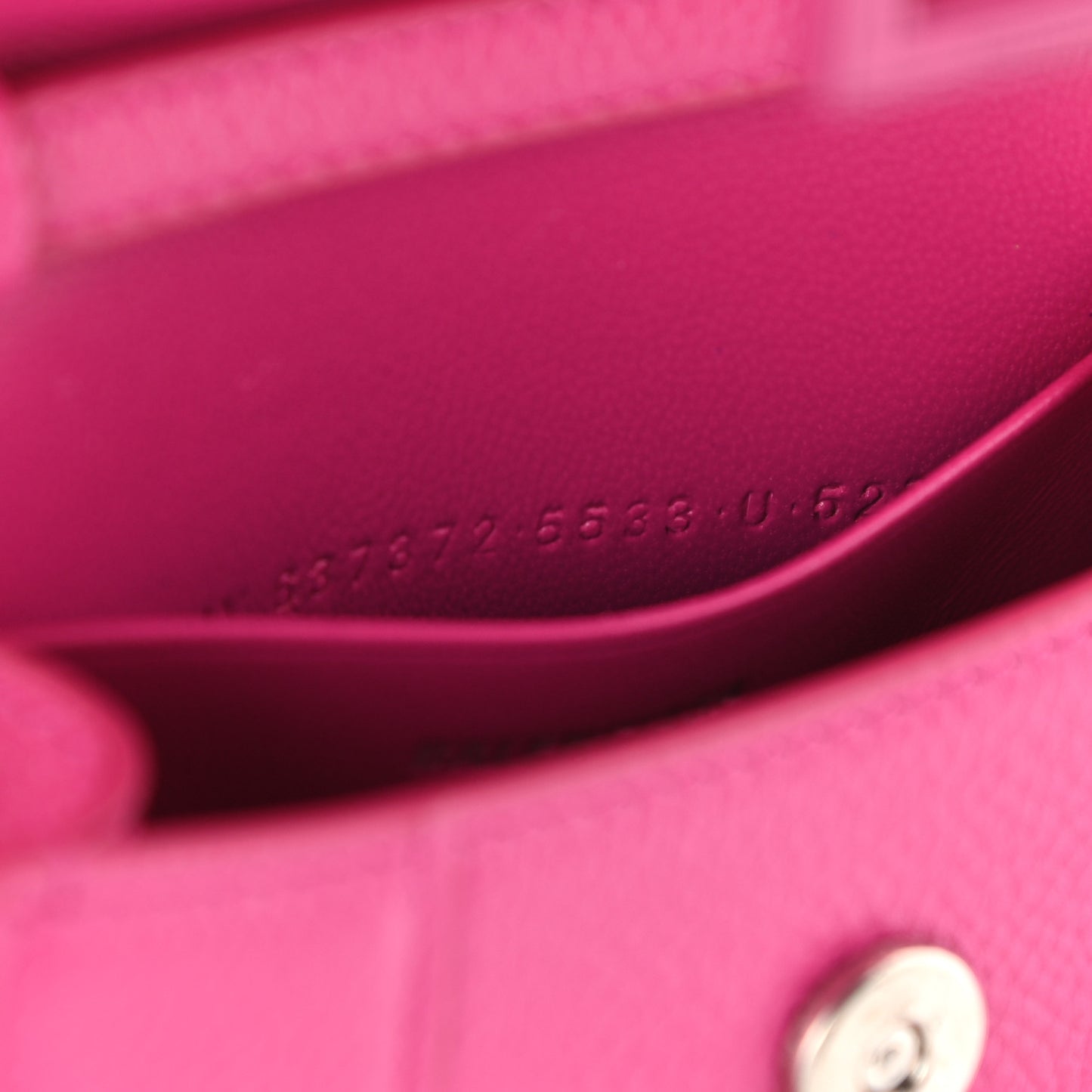 Grained Calfskin Tonal B Hourglass Top Handle Bag Mini Fuchsia
