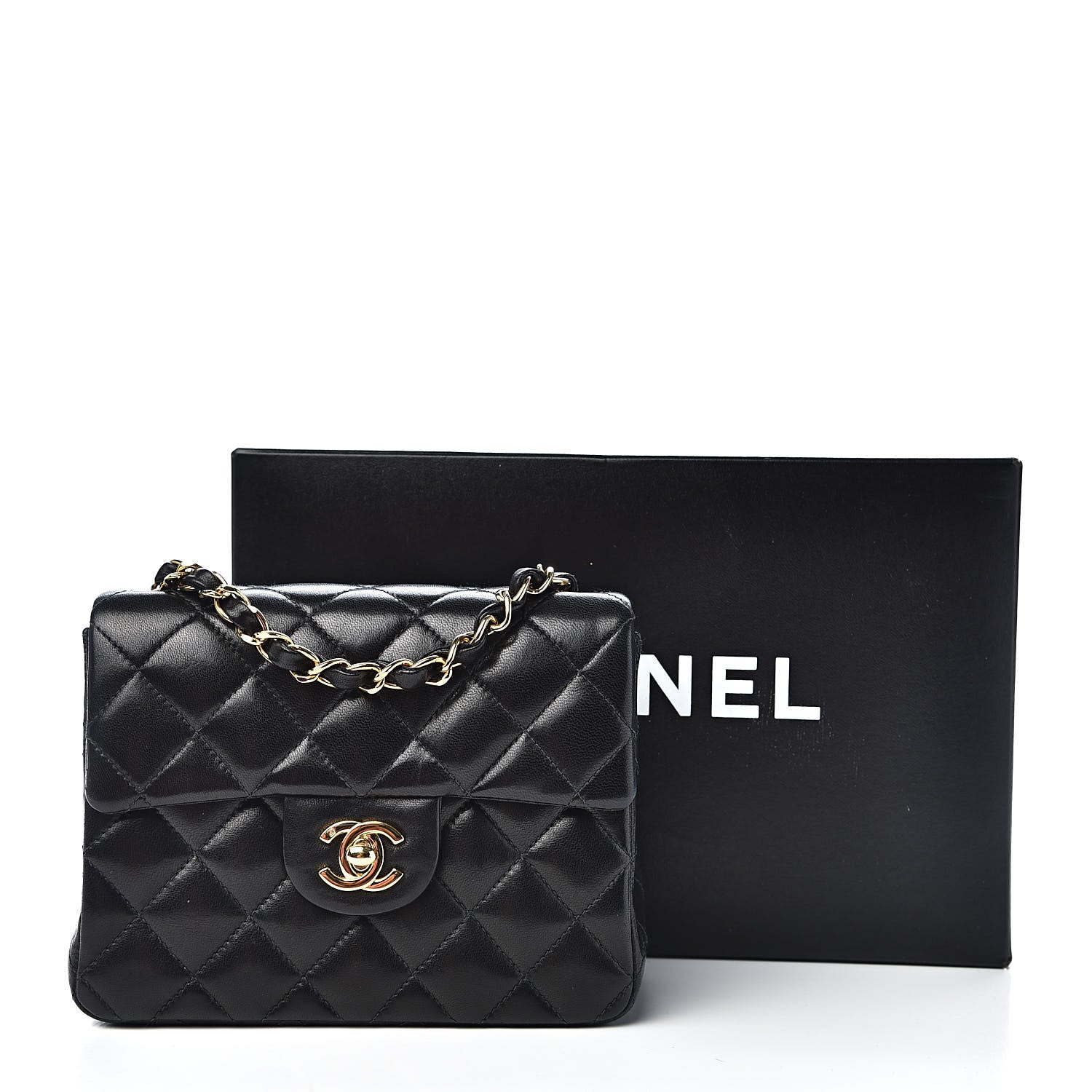 Chanel Lambskin Quilted Mini Square Flap Black 13 of 13