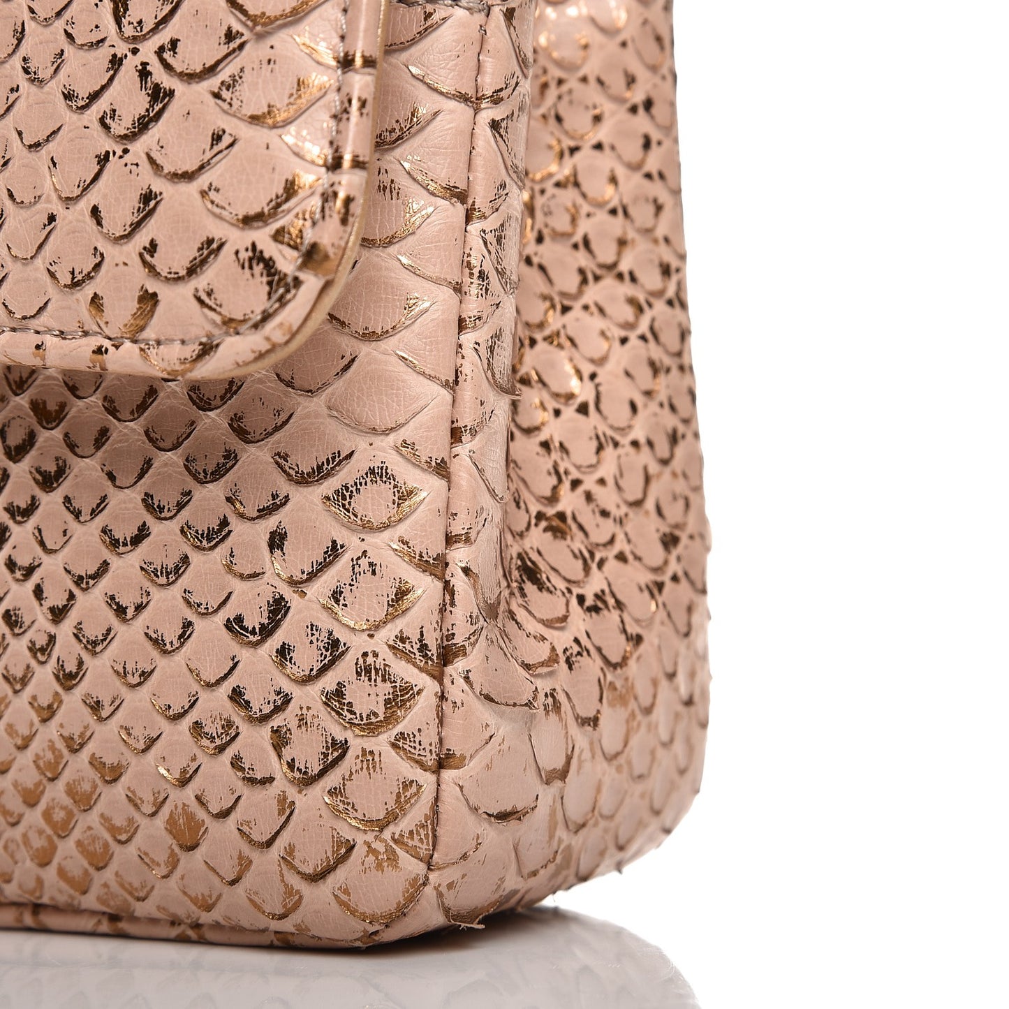 Metallic Python Small Double Flap Pink Gold