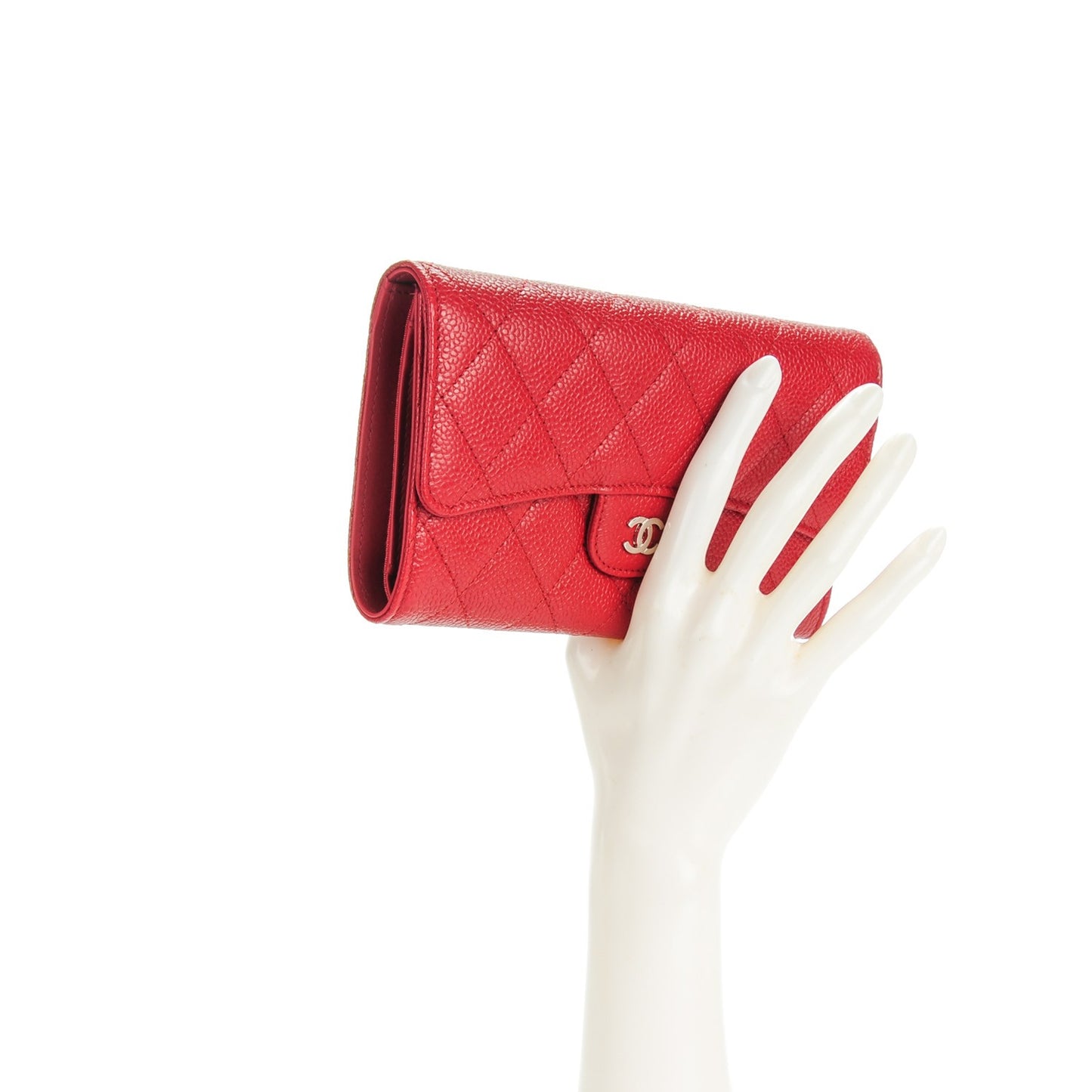 Caviar Quilted Large Flap Wallet Red
