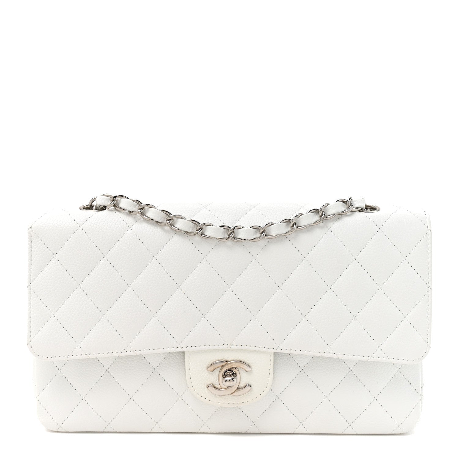 Chanel Caviar Quilted Medium Double Flap White 1 of 13