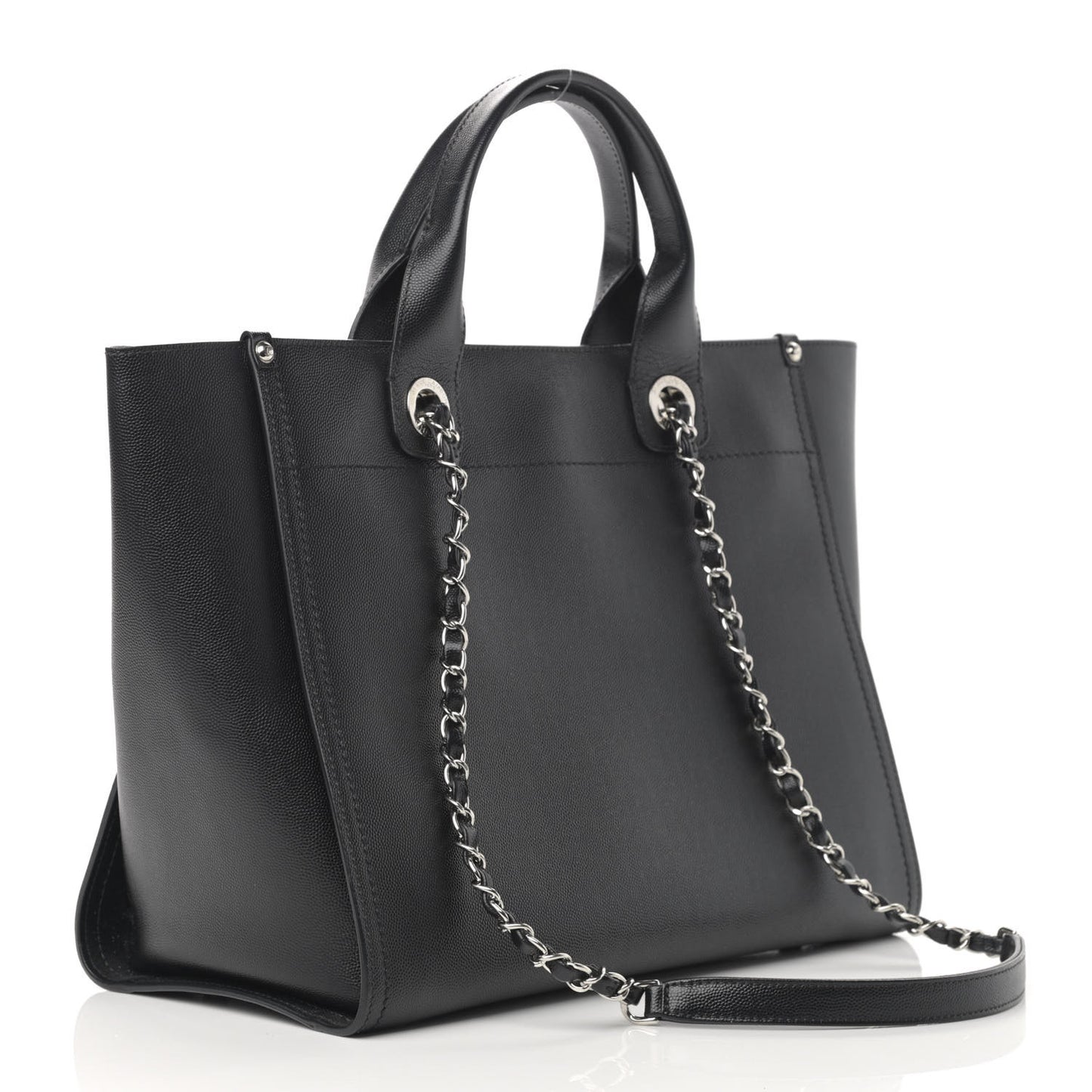 Caviar Small Studded Deauville Tote Black
