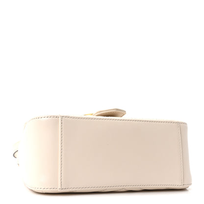 Gucci Calfskin Matelasse Mini GG Marmont Top Handle Shoulder Bag White 3 of 9
