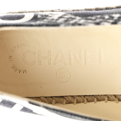 Chanel Printed Canvas Grosgrain 31 Rue Cambon Espadrilles 38 Black White 9 of 10