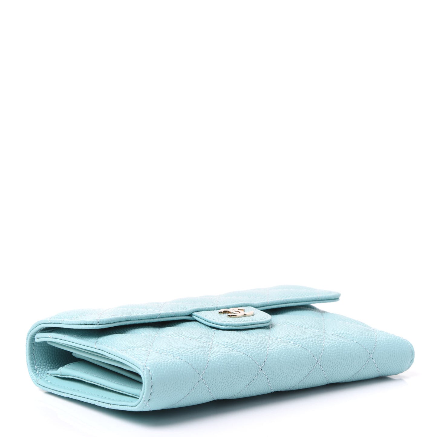 Caviar Quilted Medium Flap Wallet Light Blue