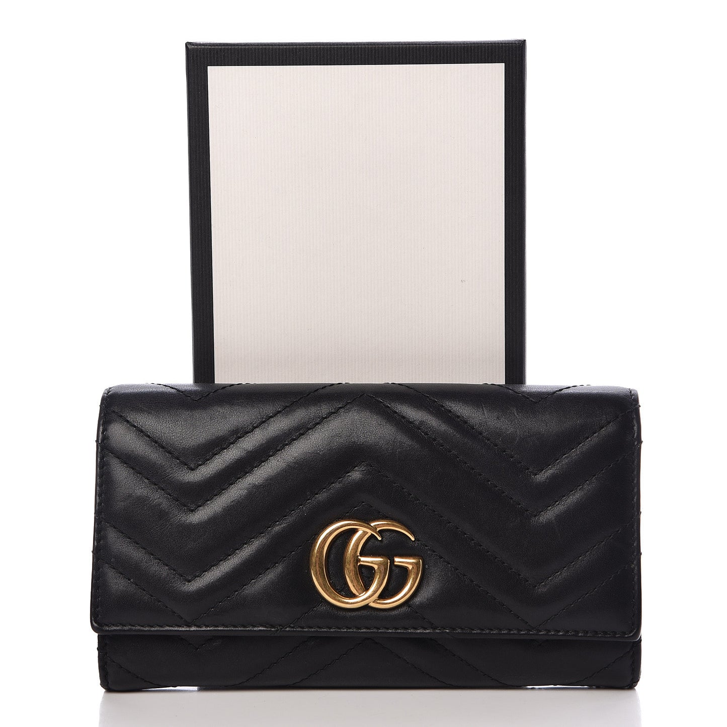 Calfskin Matelasse GG Marmont Continental Wallet Black