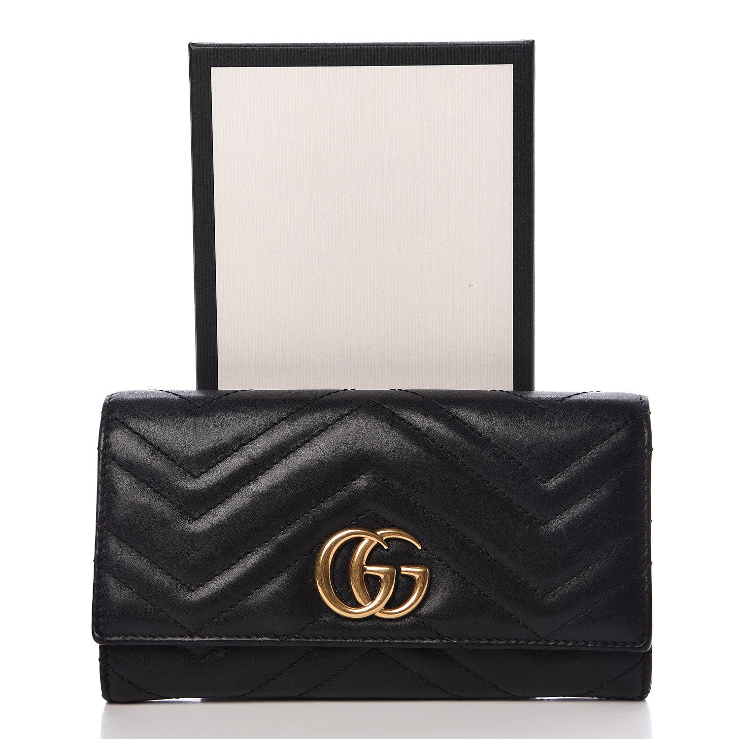 Gucci Calfskin Matelasse GG Marmont Continental Wallet Black 11 of 11