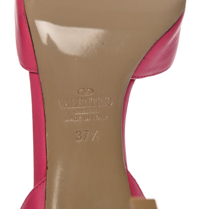 Valentino Garavani Calfskin Rockstud Ankle Strap Sandals 37.5 Pop Fuxia 5 of 9