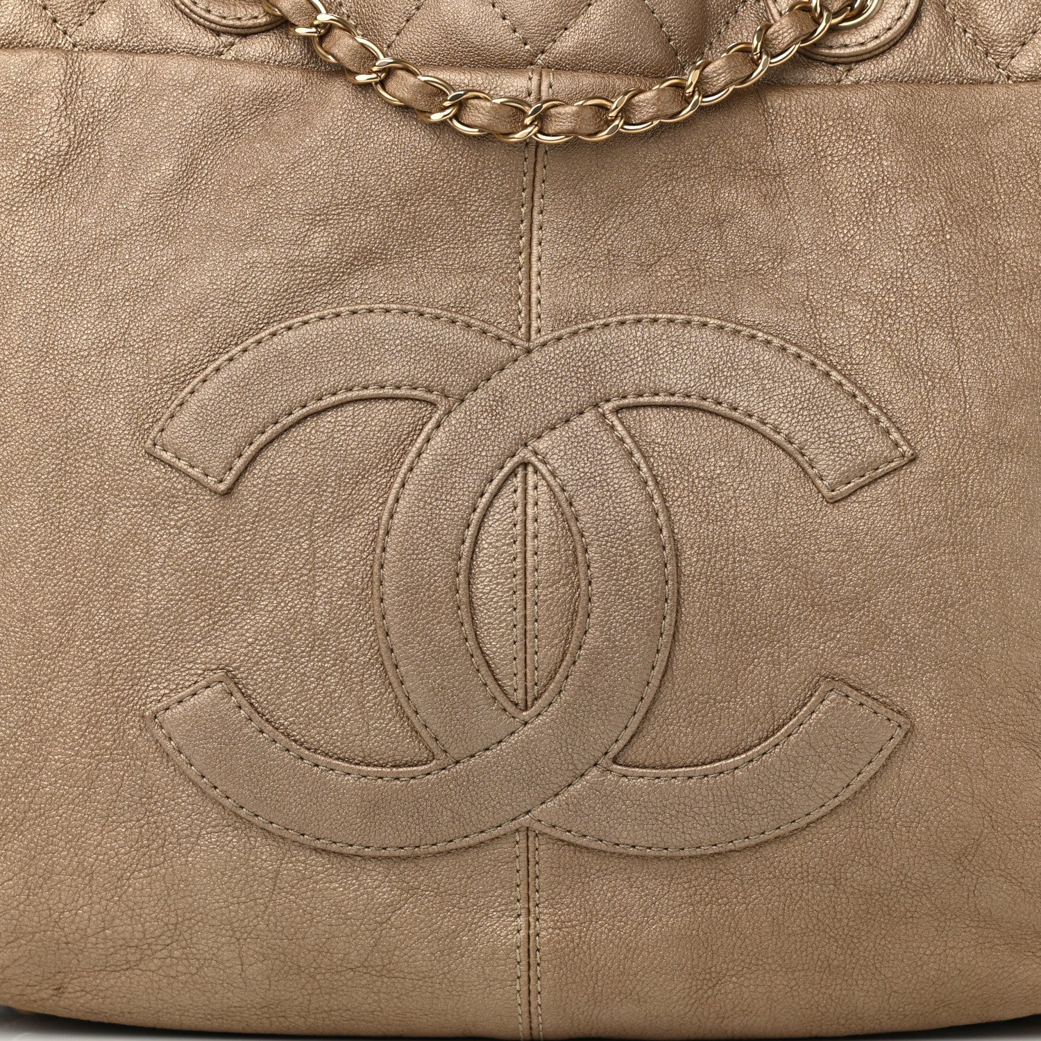 Chanel Calfskin Large Trianon Tote Gold 8 of 12