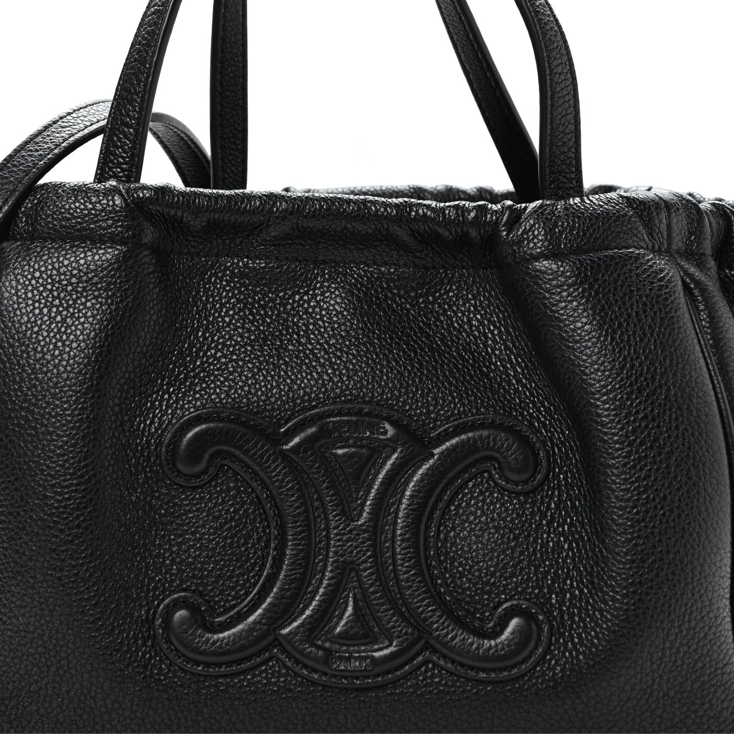 Celine Calfskin Cuir Small Triomphe Cabas Drawstring Black 8 of 10
