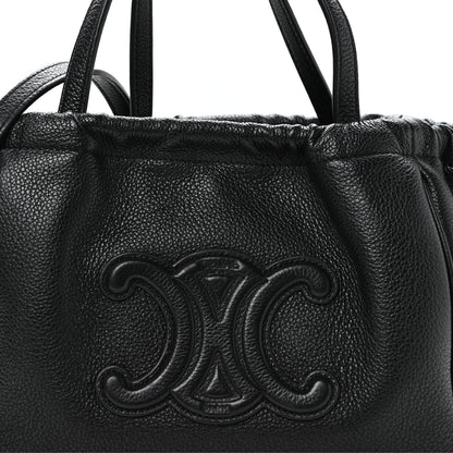 Celine Calfskin Cuir Small Triomphe Cabas Drawstring Black 8 of 10