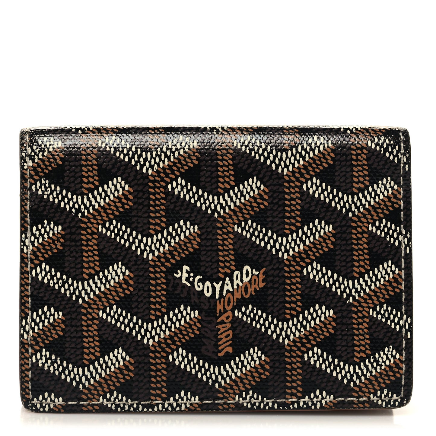 Goyardine Business Card Holder Black Gold