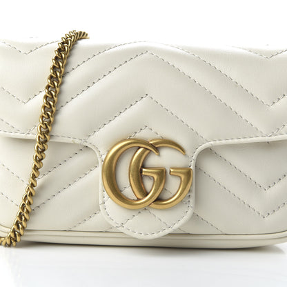 Gucci Calfskin Matelasse Super Mini GG Marmont Shoulder Bag White 10 of 11