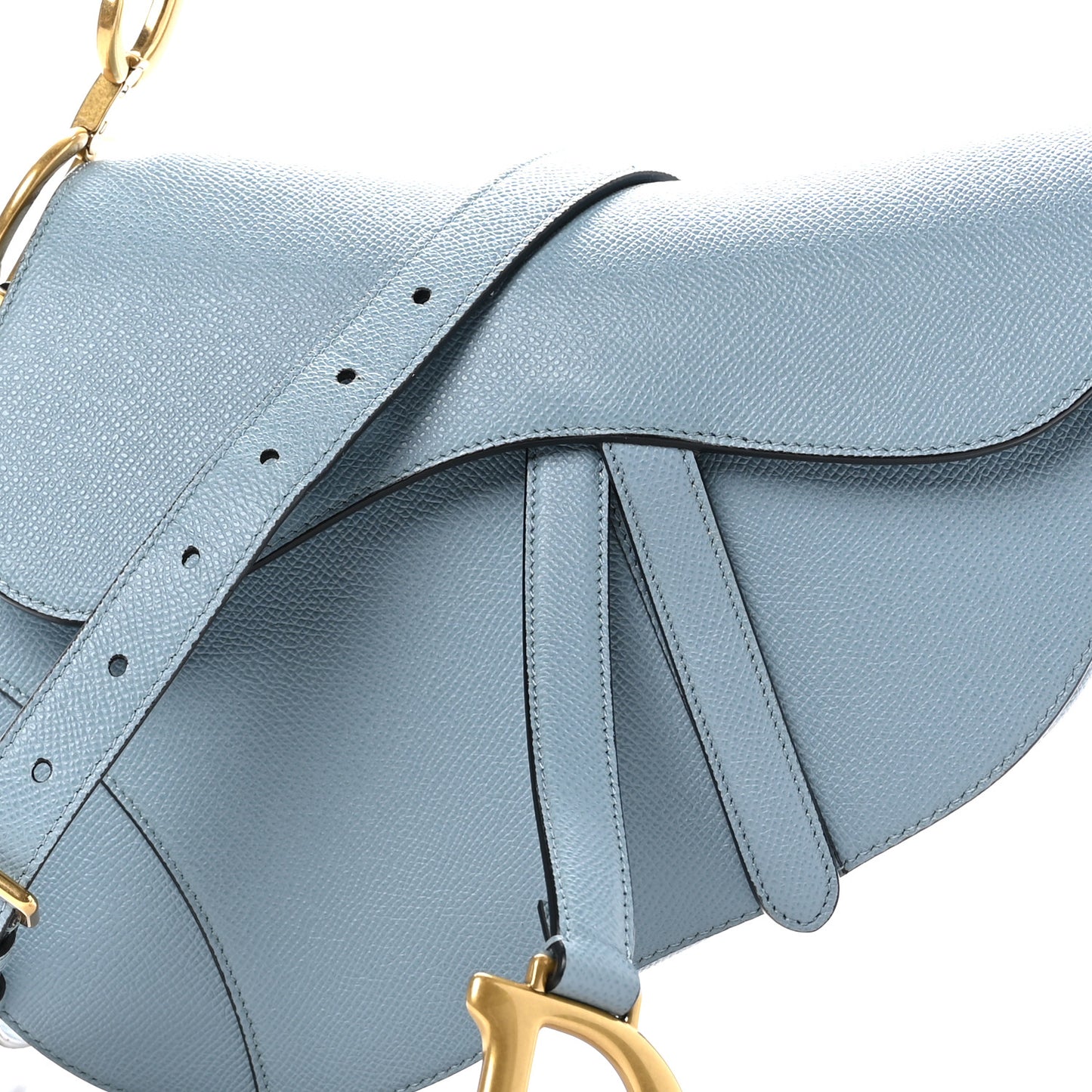 Grained Calfskin Saddle Bag Sky Blue