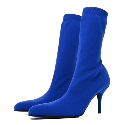 Balenciaga Jersey Crepe Round Toe Knife Booties 40 Bleu Sapphir 3 of 9