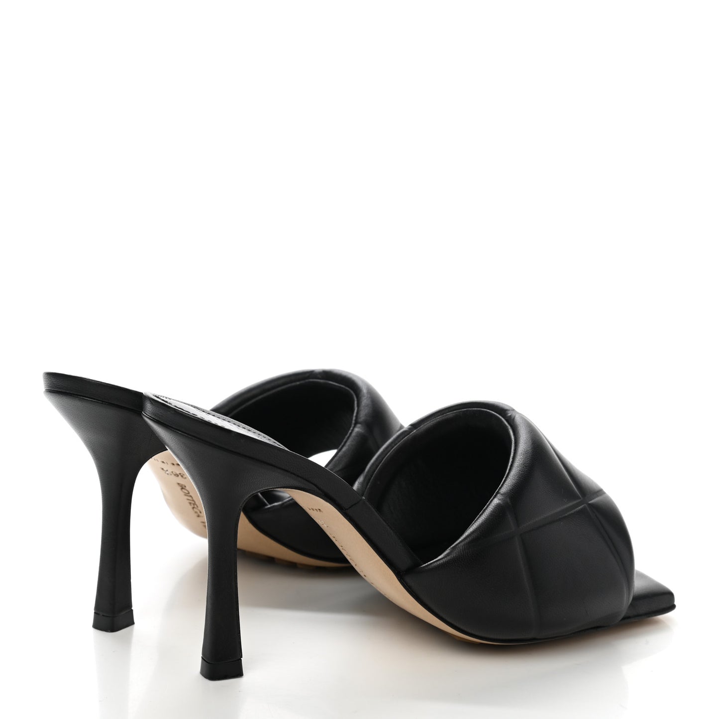 Nappa Quilted Rubber Lido Mule Sandals 36.5 Black