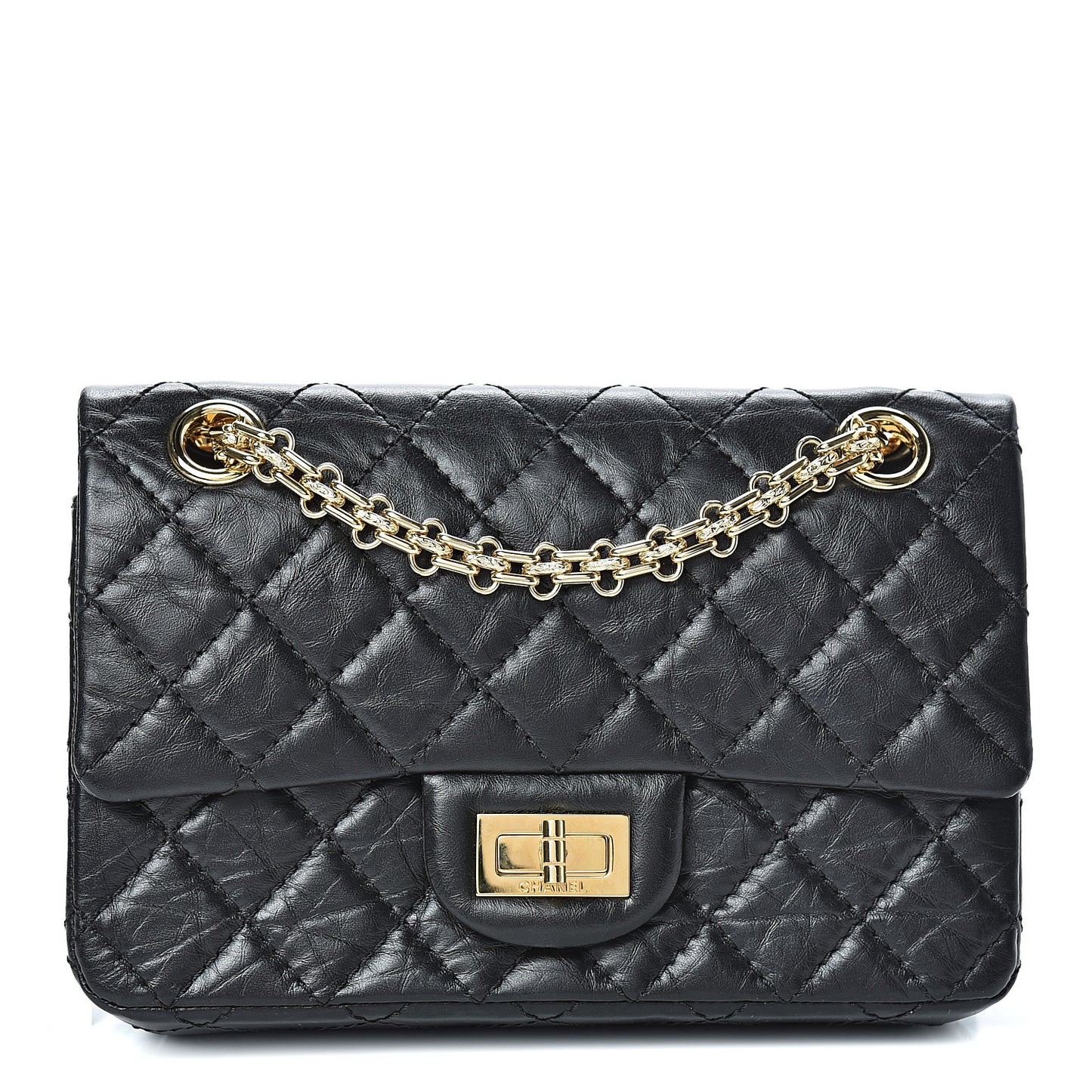 Aged Calfskin Quilted 2.55 Reissue Mini Flap Black