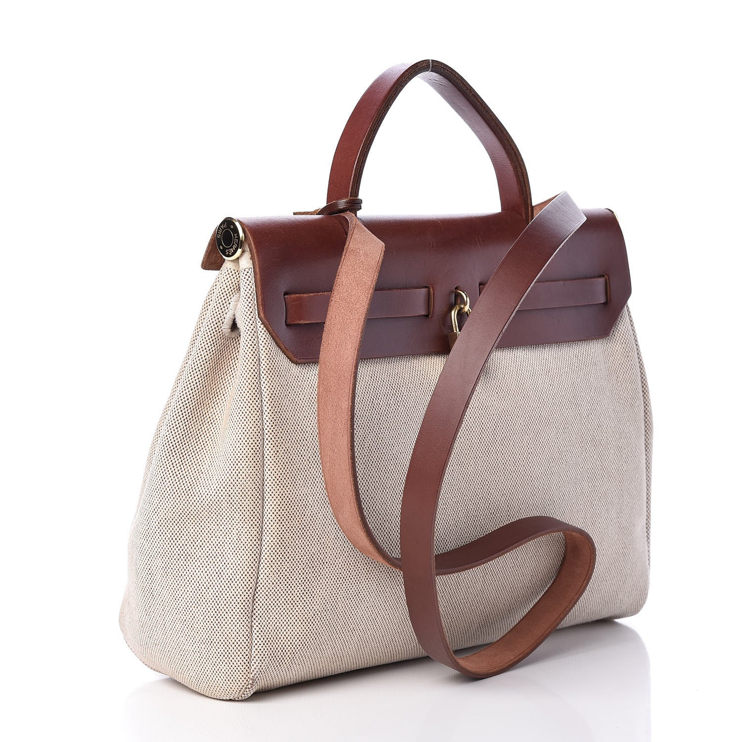 Hermes Toile Vache Calfskin Herbag 30 PM Natural 3 of 18