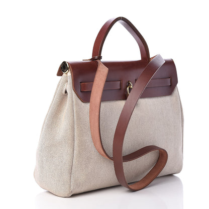 Hermes Toile Vache Calfskin Herbag 30 PM Natural 3 of 18