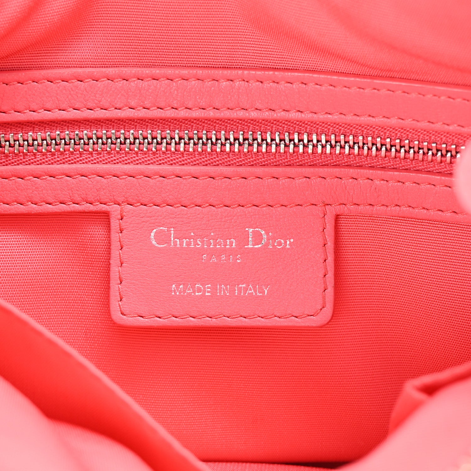 Christian Dior Lambskin Cannage Granville Polochon Coral 6 of 9