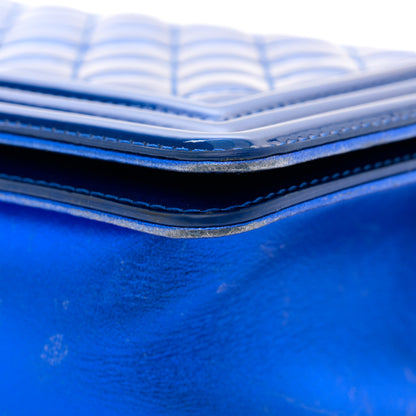 Chanel Metallic Patent Quilted Medium Boy Flap Blue 12 of 17